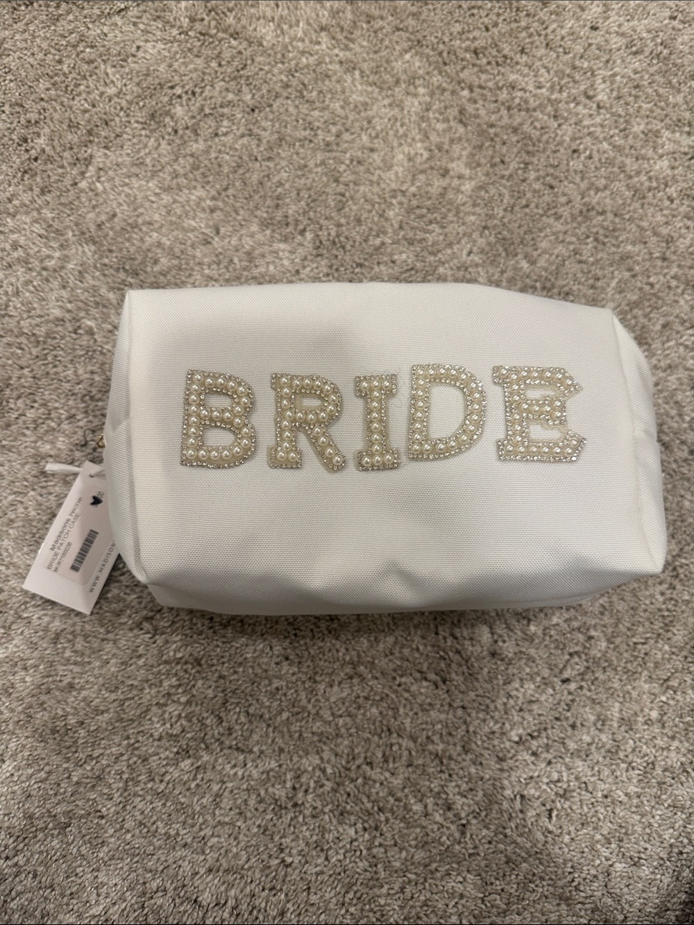 Bride Embellished White Bridal Cosmetic Bag